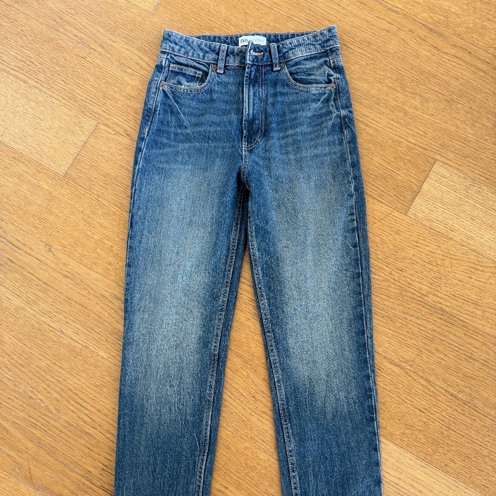 Zara Women's Straight Leg Jeans - Blue Denim